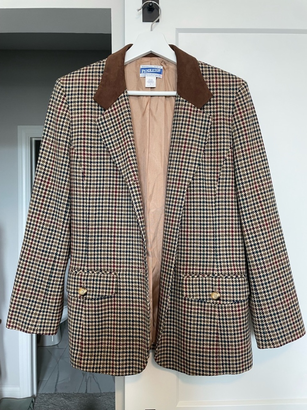 Vintage Pendleton Women's Houndstooth Wool Blazer Jacket